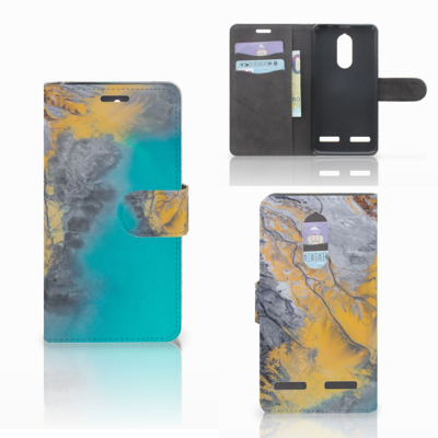 Lenovo K6 Bookcase Marble Blue Gold Lenovo K6 Bookcase Marble Blue Gold