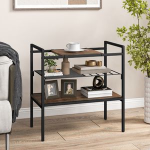 Consoletafel Industriële Ingangtafel Metalen Frame met Legplanken Smalle Console Bijzettafel voor Woonkamer Planken Organisers