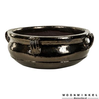 Cong Bronze ceramic bowl on foot round S