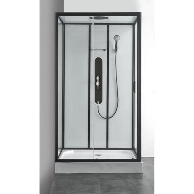 Douchecabine Allibert Uyuni Hoekmodel Rechthoek 120x80x225cm Mat Zwart Helder Glas Mengkraan Hoofddouche Handdouche en Hydrojets Douchecabine Allibert Uyuni Hoekmodel Rechthoek 120x80x225cm Mat Zwart Helder Glas Mengkraan Hoofddouche Handdouche en Hydrojets