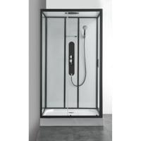 Douchecabine Allibert Uyuni Hoekmodel Rechthoek 120x80x225cm Mat Zwart Helder Glas Mengkraan Hoofddouche Handdouche en Hydrojets