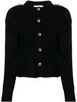 Alexander McQueen cardigan en maille nervurée à encolure ras du coi - Noir - thumbnail