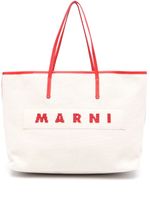 Marni petit sac à main Janus en toile - Blanc - thumbnail