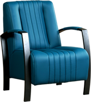 Blauwe leren industriële stalen fauteuil Glamour - Toledo Leer Turquoise (blauw leer)