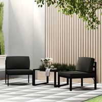 3-delige Loungeset met kussens aluminium antracietkleurig - thumbnail