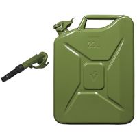 Metalen jerrycan legergroen voor brandstof 20 liter incl. schenktuit