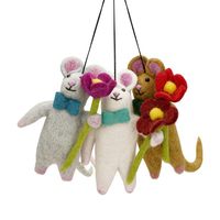 Decoratieve Vilten Hanger Muis met Bloem - Assorti - thumbnail