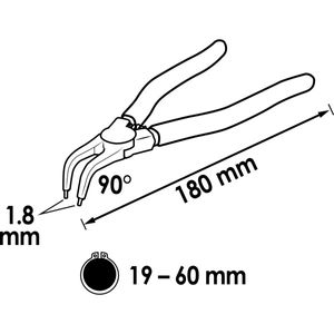 Vigor V1719 Precisie-borgveertang Geschikt voor borgringen Buitenringen 19-60 mm