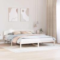 vidaXL Bedframe met hoofdbord Wit 200x200 cm Massief grenenhout