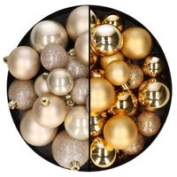 Kerstballen 60x stuks - mix goud/champagne - 4-5-6 cm - kunststof