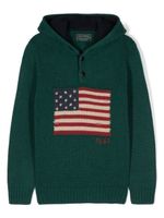 Ralph Lauren Kids hoodie en maille à drapeau brodé - Vert