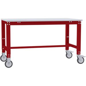 Manuflex AU7309.3003 Werktafel universele speciale mobiel met PVCplatte, bxdxh = 1000 x 600 x 752-972 mm Robijn-rood