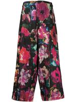 Yohji Yamamoto pantalon court à fleurs - Noir - thumbnail