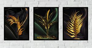 Posters - Gouden bladeren / Set van 3