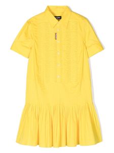 DSQUARED2 KIDS robe-chemise plissée à boutonnière - Jaune