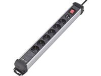 Renkforce 815A-CMB-SUSB Stekkerdoos met schakelaar 6-voudig Zwart, Zilver Randaarde stekker 1 stuk(s)