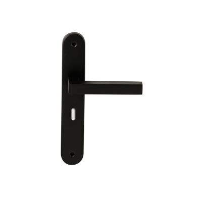 Hardbrass Deurkruk Geneve op ovaal langschild sleutelgat 56mm - zwart