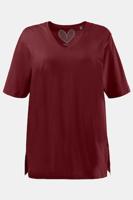 Ulla Popken T-shirt, relaxed, V-hals, zijsplitten - Grote Maten