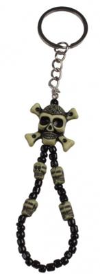 LG Imports sleutelhanger doodskop 8 cm zwart/groen LG Imports sleutelhanger doodskop 8 cm zwart/groen