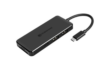 Transcend TS-HUB5C USB 2.0-hub Met ingebouwde SD-kaartlezer, Met USB-C stekker, Met snellaadpoort Zwart