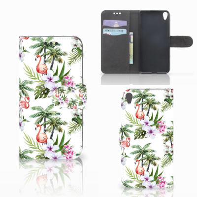 Sony Xperia XA | XA Dual Telefoonhoesje met Pasjes Flamingo Palms Sony Xperia XA | XA Dual Telefoonhoesje met Pasjes Flamingo Palms