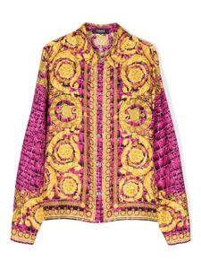 Versace Kids chemise en soie à imprimé Barocco - Rose