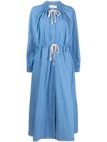 Jil Sander robe froncée à manches longues - Bleu