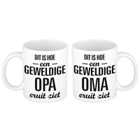 Dit is hoe geweldige Opa en Oma eruit ziet mok - Cadeau beker set voor Opa en Oma