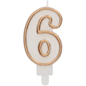 Cijferkaars '6' Wit Goud Chique (9cm)