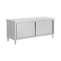 Royal Catering Onderkast van roestvrij staal met dubbele opening, eco, 200 x 70 cm, 500 kg, keukenkast, onderkast met werkblad, onderkast van roestvrij staal