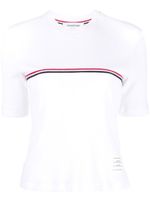 Thom Browne t-shirt nervuré à bande tricolore - Blanc - thumbnail