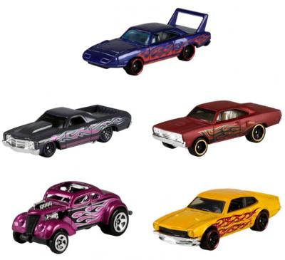Hot Wheels autoset Flames 7,5 x 2,5 cm staal 5 delig Hot Wheels autoset Flames 7,5 x 2,5 cm staal 5 delig