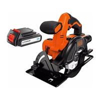 Black + Decker BDCCS18 Accu-handcirkelzaag, 18 V, 1,5 Ah, 1 x accu + oplader, 1 x zaagblad, rubberen handgreep, metalen schoen, aansluiting voor stofafzuigsysteem)