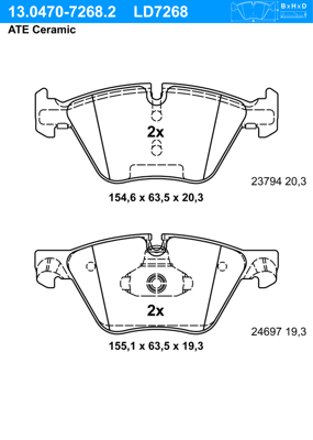 Remblokkenset, schijfrem ATE Ceramic ATE, u.a. fÃ¼r BMW