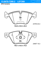Remblokkenset, schijfrem ATE Ceramic ATE, u.a. fÃ¼r BMW