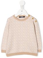 Balmain Kids pull à logo intarsia - Blanc