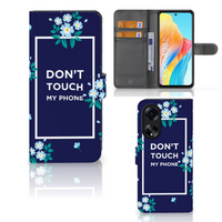 OPPO A98 5G Portemonnee Hoesje Flowers Blue DTMP - thumbnail