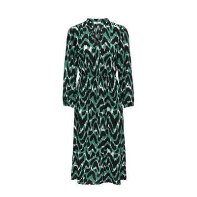 ONLY midi jurk ONLGAGA met all over print groen/zwart ONLY midi jurk ONLGAGA met all over print groen/zwart
