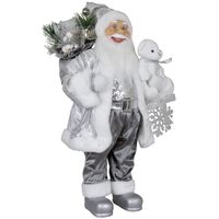 Kerstman pop Olaf - H60 cm - zilver - staand - kerst beeld -decoratie figuur - thumbnail