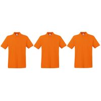 3-Pack maat XL oranje poloshirt premium van katoen voor heren