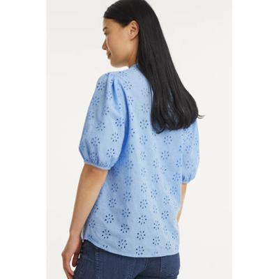 PIECES Maternity zwangerschapsblouse Tillie van biologisch katoen blauw