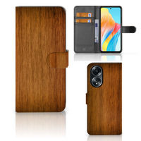 OPPO A58 4G Book Style Case Donker Hout - thumbnail