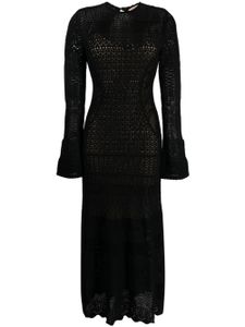 TWINSET robe mi-longue en maille ajourée à manches longues - Noir