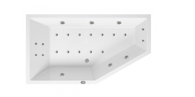 Lambini Designs Florence bubbelbad 160x90cm elektronisch links 6+4+2 hydrojets en 12 aerojets met bedieningspaneel chroom Lambini Designs Florence bubbelbad 160x90cm elektronisch links 6+4+2 hydrojets en 12 aerojets met bedieningspaneel chroom