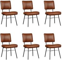 Set van 6 Cognac leren industriële design eetkamerstoelen Solid - Granada leer Savannah (cognac leer) - thumbnail