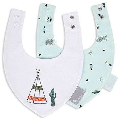 Interbaby Bandana-slabbetje Tipi 38 Cm Katoen Groen/wit 2-delig