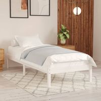 Bedframe massief grenenhout wit 90x200 cm - thumbnail