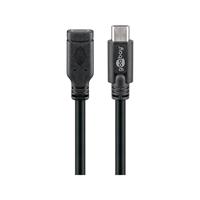 Goobay 45393 USB-C verlenging USB 3.1 Generation 1, zwart, USB-C stekker naar USB-C aansluiting, 1 m lengte