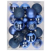 37x stuks kunststof kerstballen konings blauw 6 cm - thumbnail