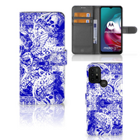 Telefoonhoesje met Naam Motorola Moto G10 | G20 | G30 Angel Skull Blauw